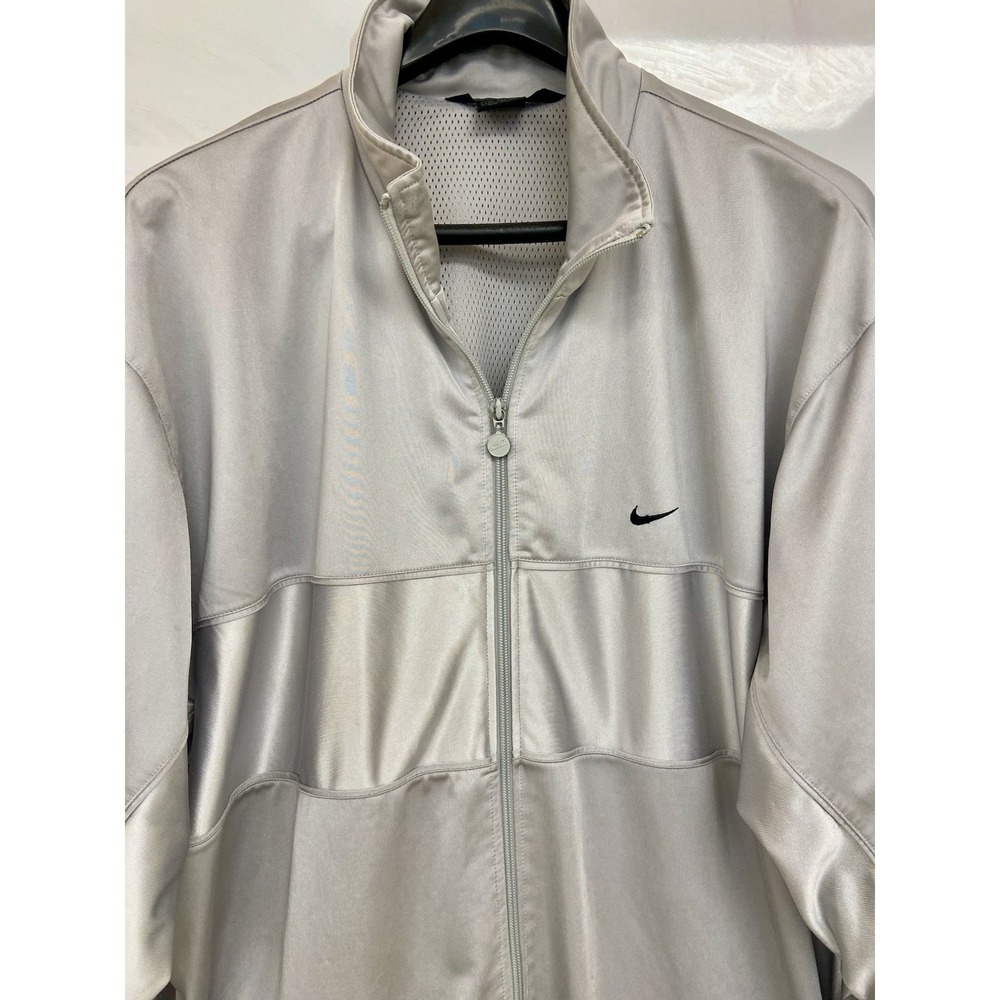 Nike Silver Mens 2XL XXL Zip Up Track Jacket Activewear Vintage Mesh Lining